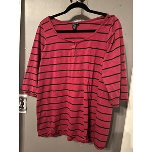 Torrid size 2 cranberry pink red color shirt with black stripes